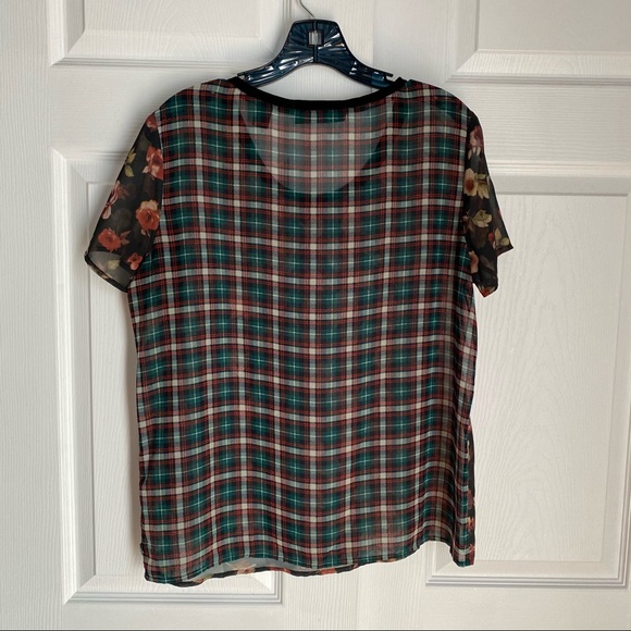 MAISON SCOTCH PUNK RADAR FLORAL AND PLAID TOP - Picture 5 of 7